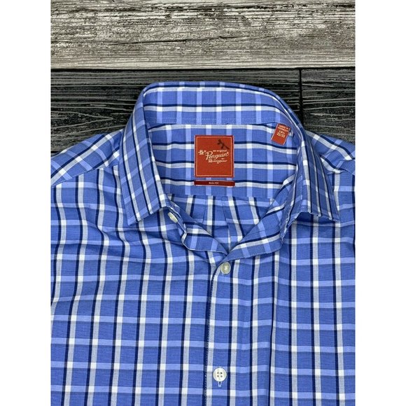 Penguin By Munsingwear Blue Plaid Slim Fit Shirt - Picture 5 of 6